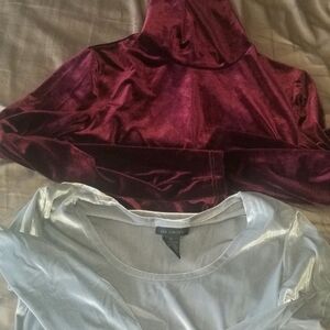 Velvet like Womens Top Bundle. Red and Silver